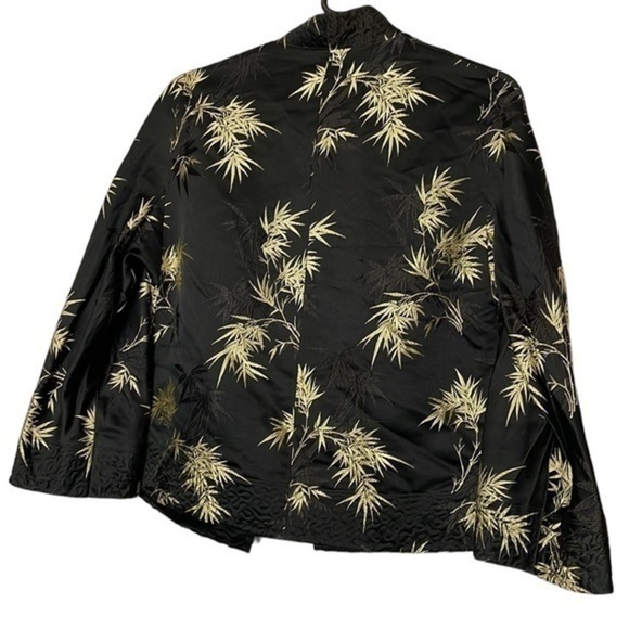 Handmade Quilted Asian Inspired Black & Gold Bamboo Print Jacket‎ - Picture 3 of 8
